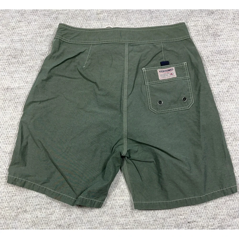 Vintage Y2K Abercrombie Fitch Bored Shorts Men Medium Olive Green Swim Trunks